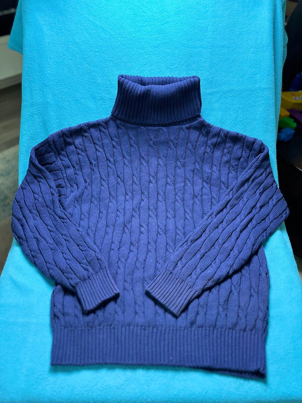 Turtleneck Sweater Knit Dark Blue L